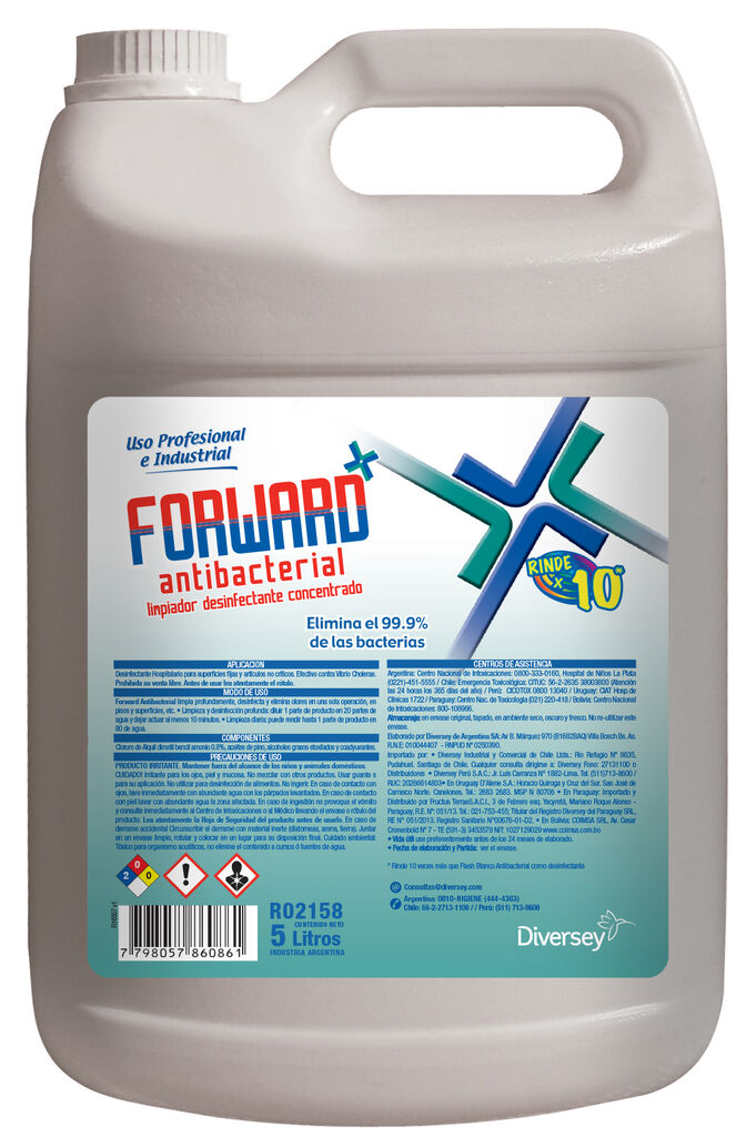 FORWARD ANTIBACTERIAL 4x5L - LIMPIADOR DESINFECTANTE CONCENTRADO